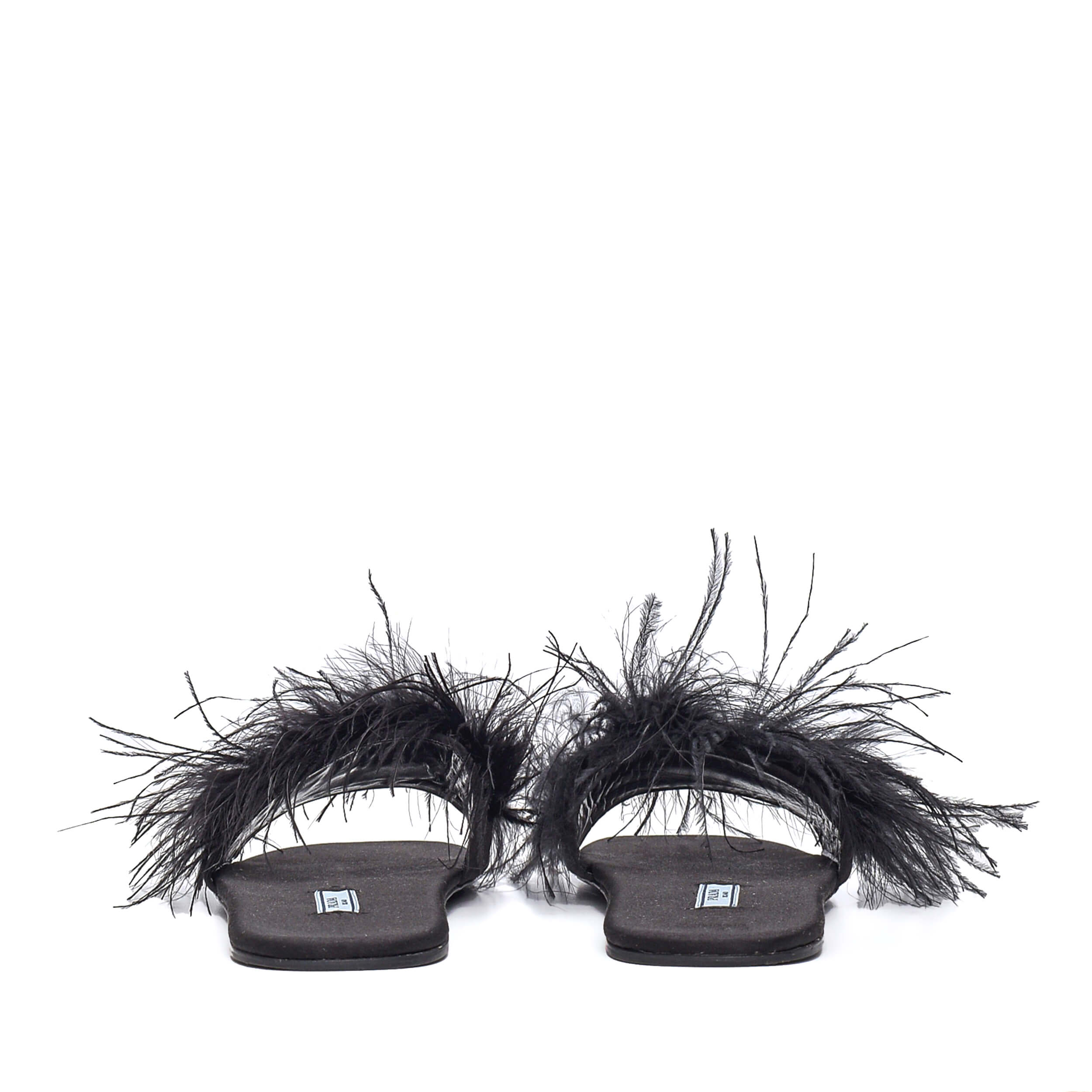 Prada - Black Satin&Fur Detail Slipper